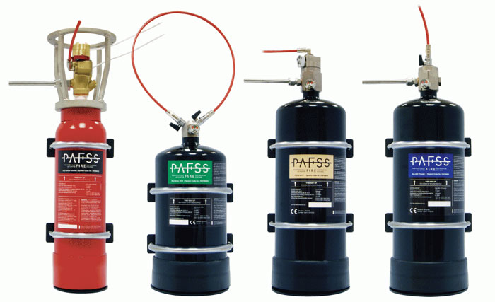 PAFSS – Pnuematically actuated fire suppression systems PAFSS sample range