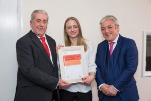 Abbot Fire Group receiving their LPCB certificate for passive fire protection whilst being congratulated by John Bercow