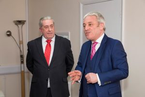 John Bercow congratulating Abbot Fire Group on achieving their LPCB certification for passive fire stopping